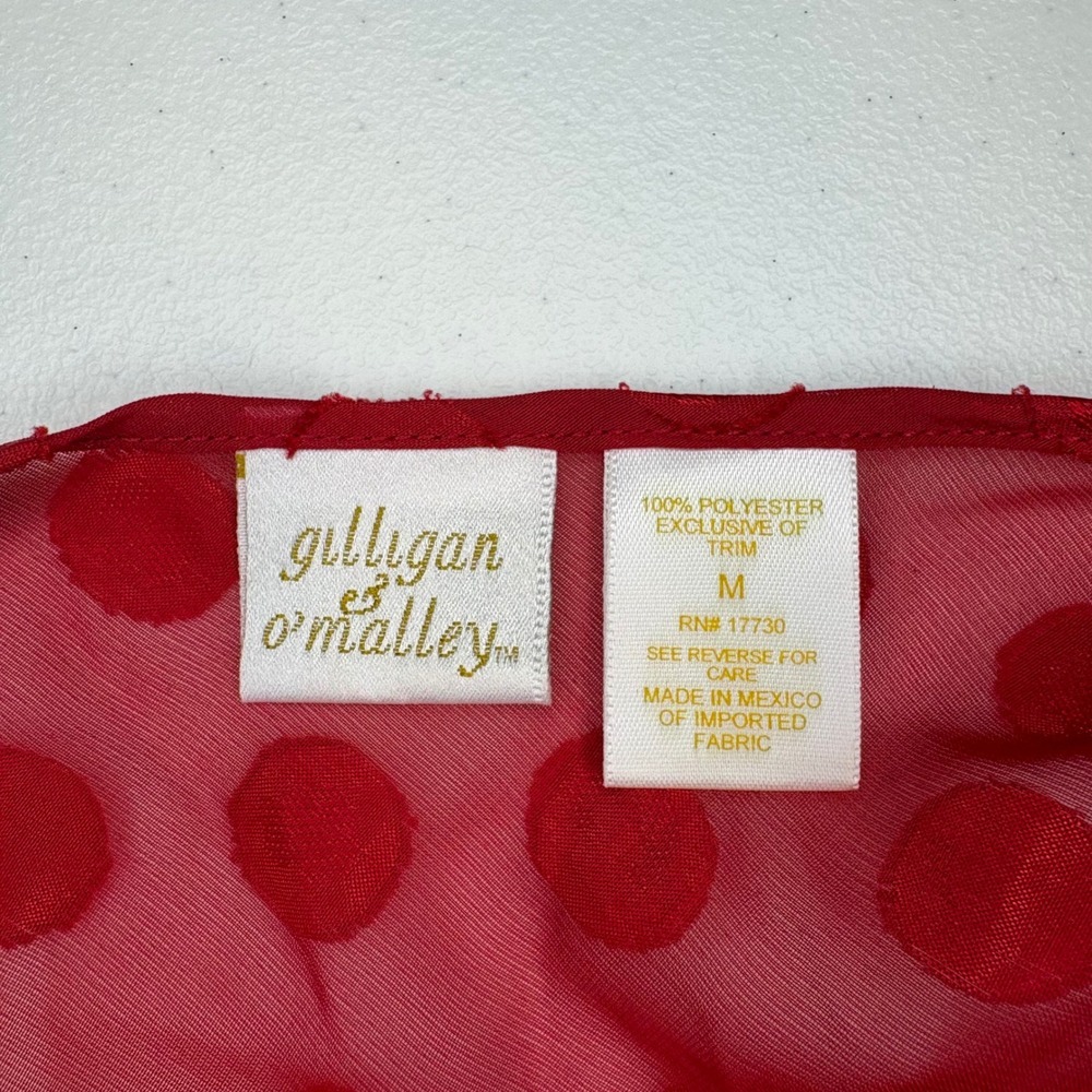 Vintage Gilligan O'Malley Red Polka Dot Sheer Babydoll Chemise Lingerie Medium - Picture 5 of 5